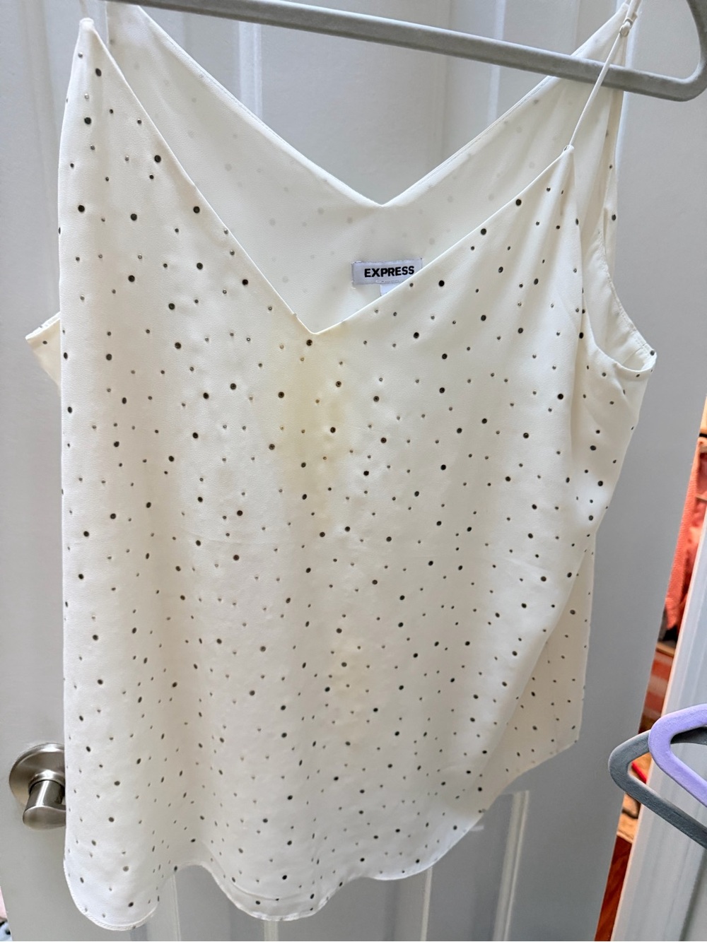 Express white Polka Dot V-Neck Cami
